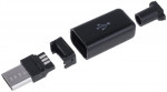 Штекер micro-USB 5pin прямий з корпусом і кабельним вводом