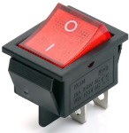 Выключатель с подсветкой красный KCD4, DPST (On-Off), 250В/16A