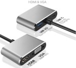 Адаптер 4 в 1 Type-C to HDMI+VGA+USB 3.0+Type C
